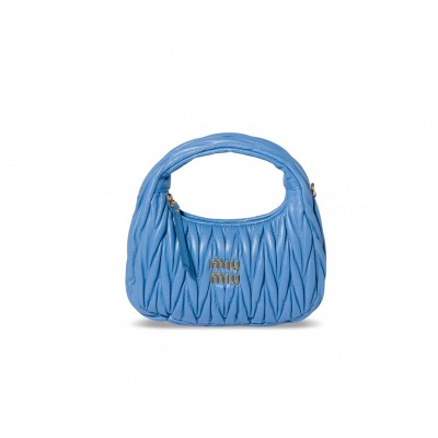MIU MIU WANDER MATELASSÉ NAPPA LEATHER HOBO BAG 5BC125 (23*13*7cm)